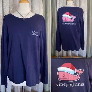 Vineyard Vines Christmas Santa Hat Long Sleeve Tee Shirt